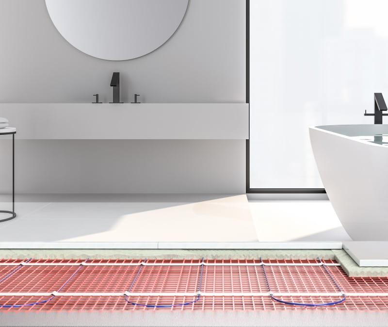 underfloor heating mat in a bathroom warmup